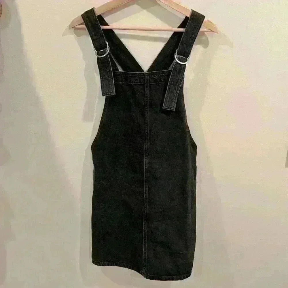 Topshop Women’s Denim Spencer Dress Dark Wash Black US Size 4